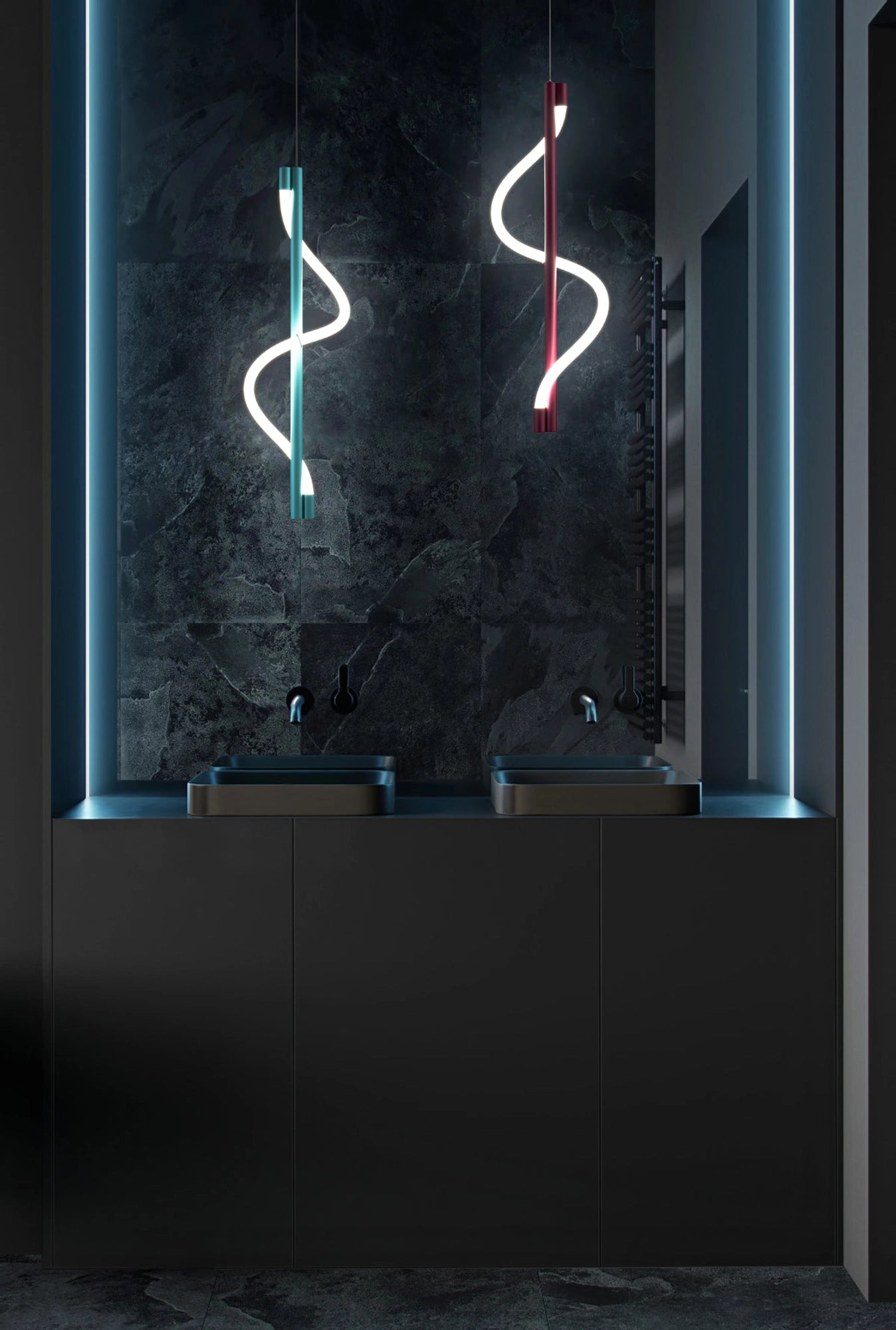 Pendant Lighting featuring Flexible LED Rope "NEON Fleksi Vertical S Light"