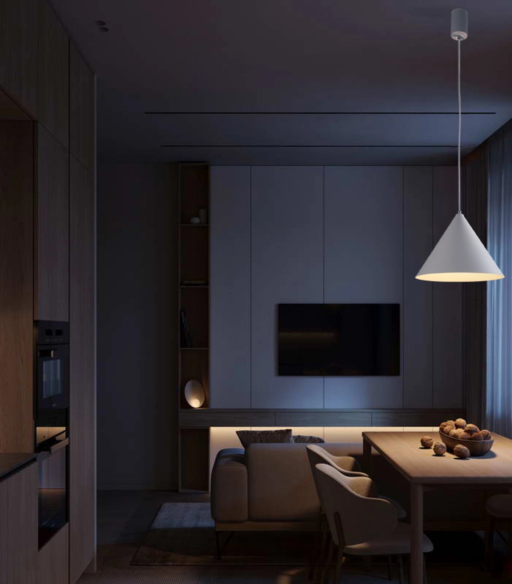 White Metal Pendant Lamp "Conus Marsala"