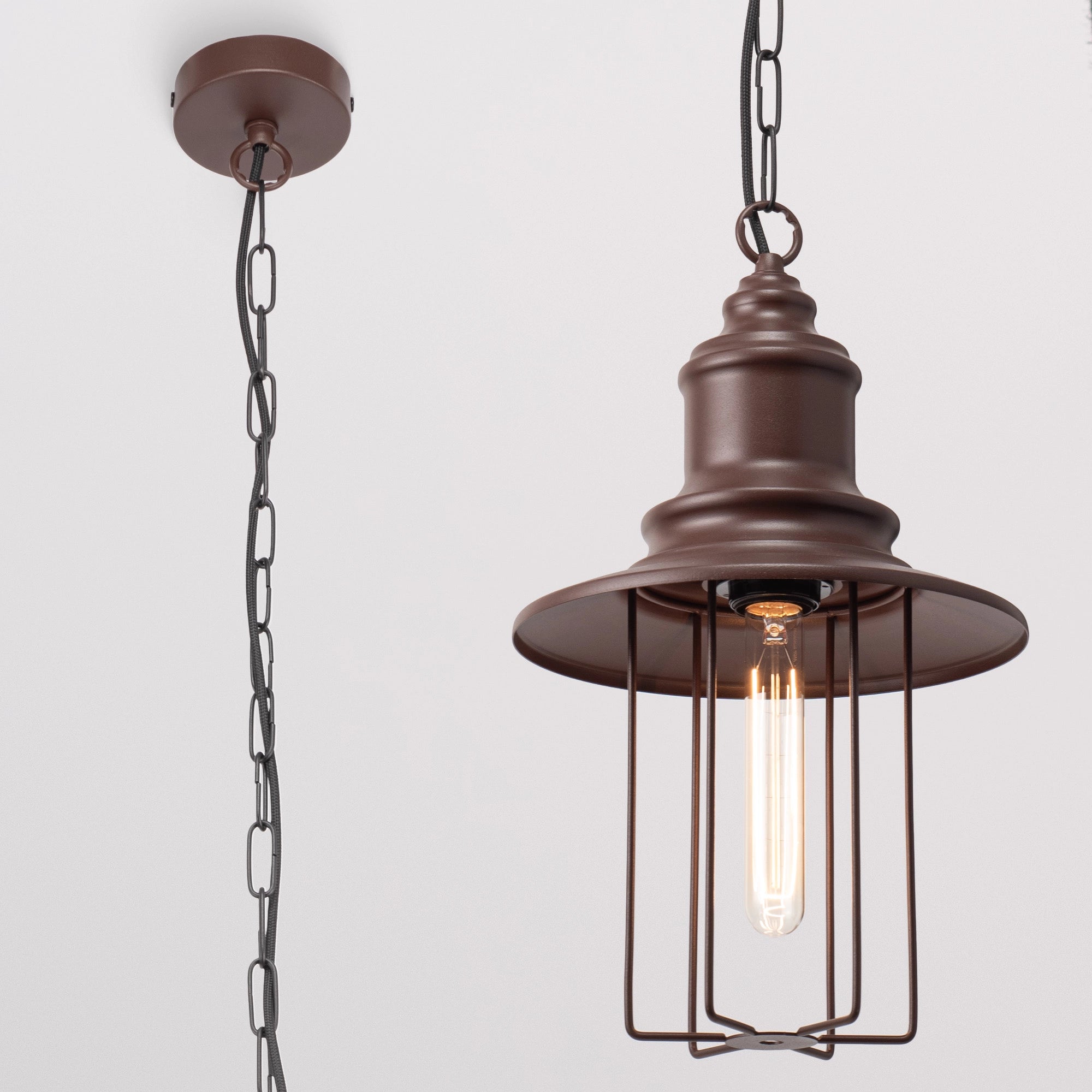 Pendant Light on Chain "Pottery Cage"