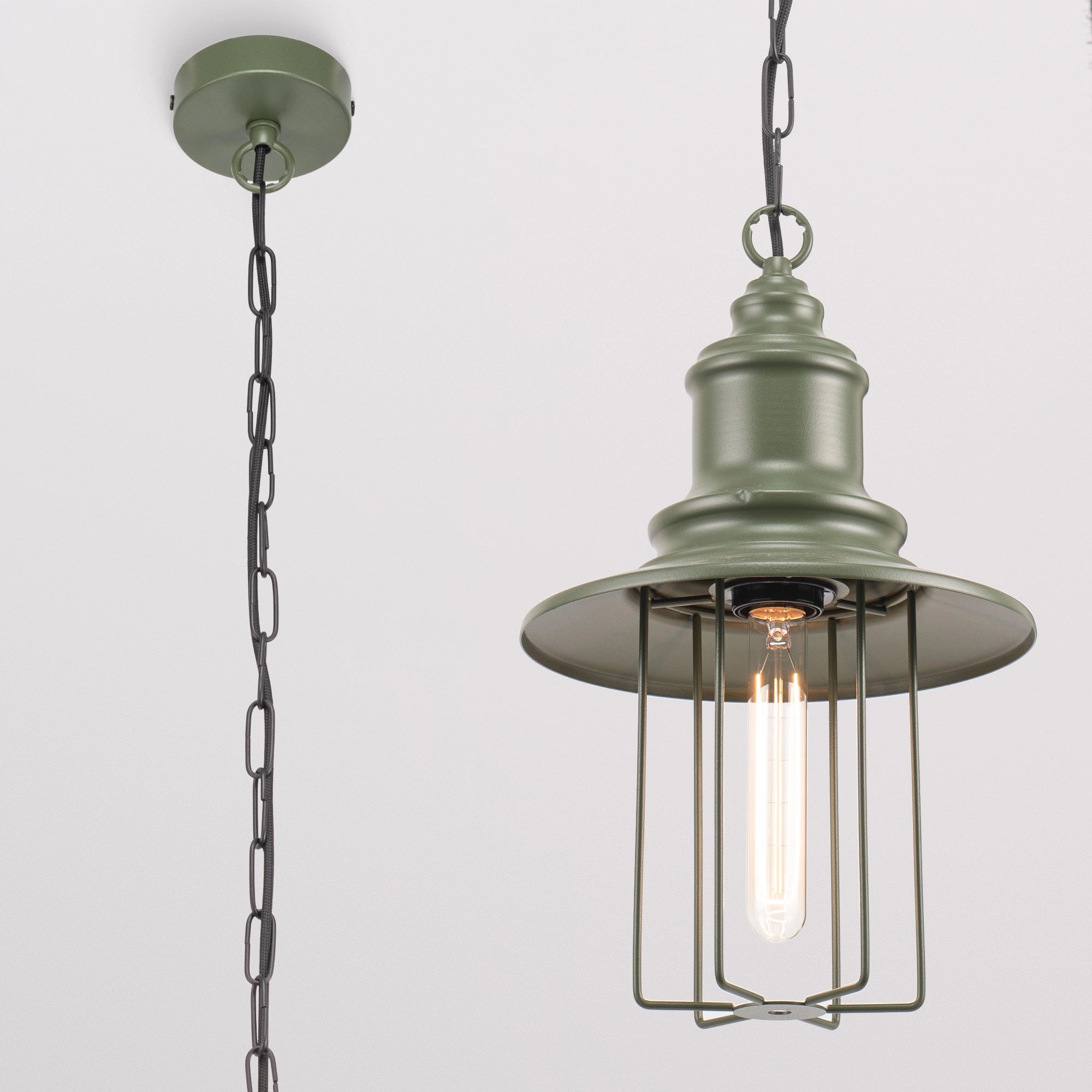 Pendant Light on Chain "Pottery Cage"