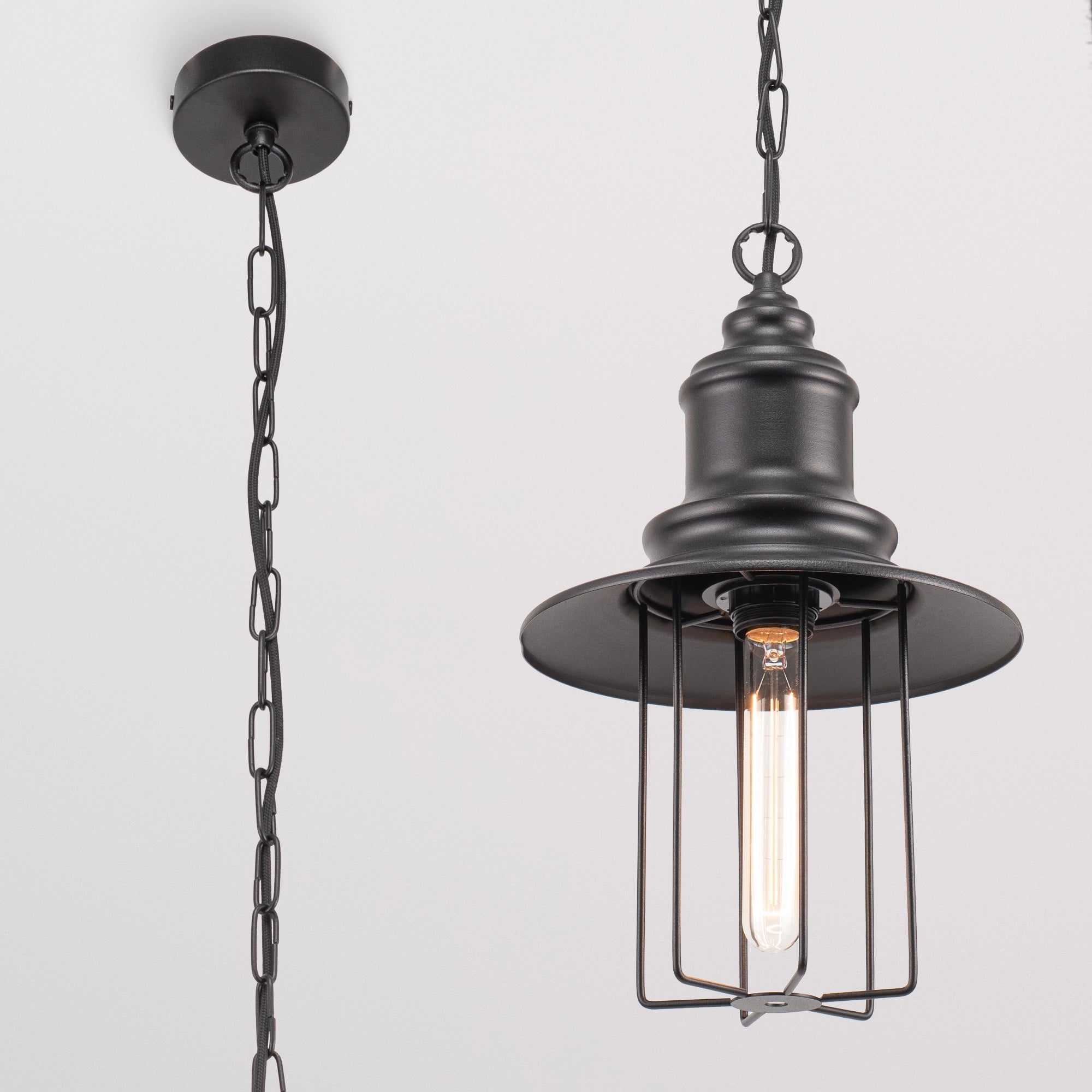 Pendant Light on Chain "Pottery Cage"
