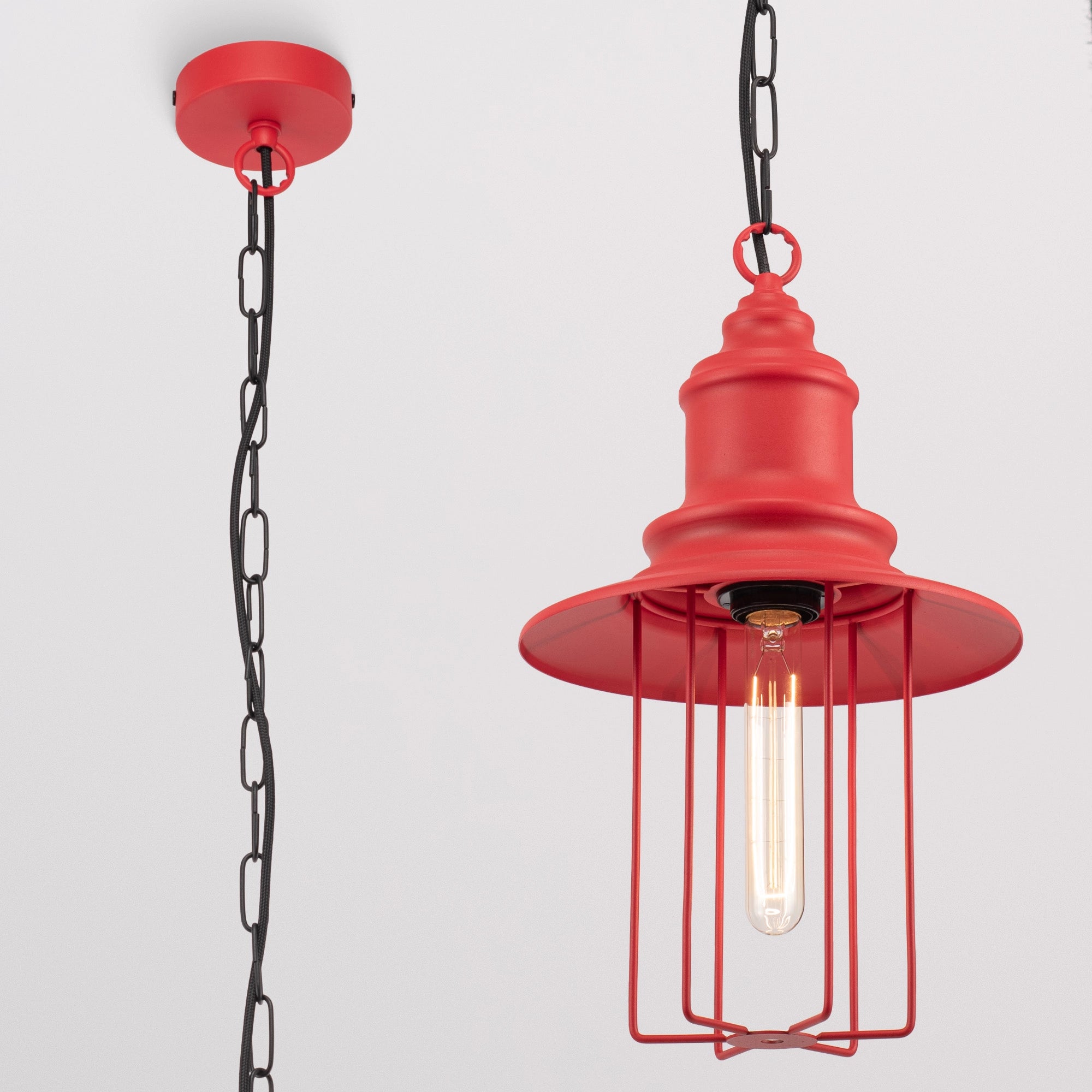 Pendant Light on Chain "Pottery Cage"