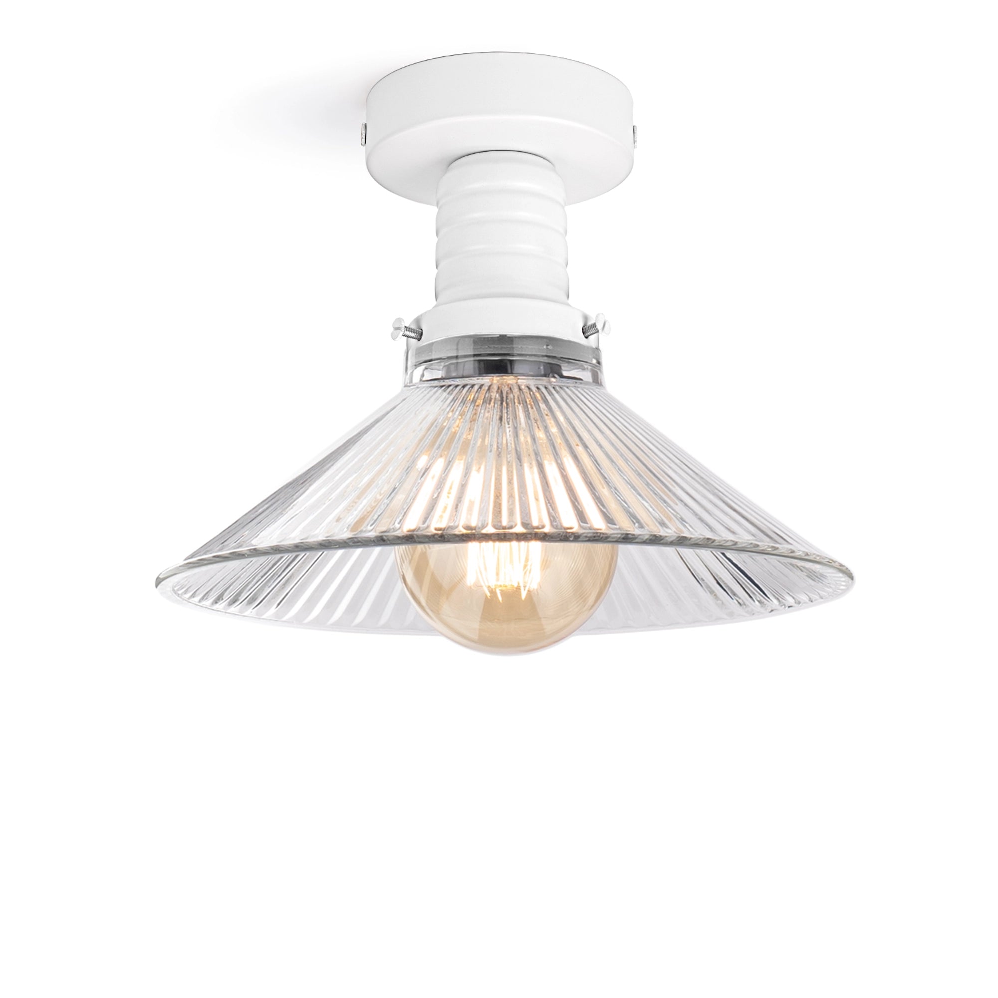 Pendant Retro Lamp in Ribbed Glass "Cone R Gold"
