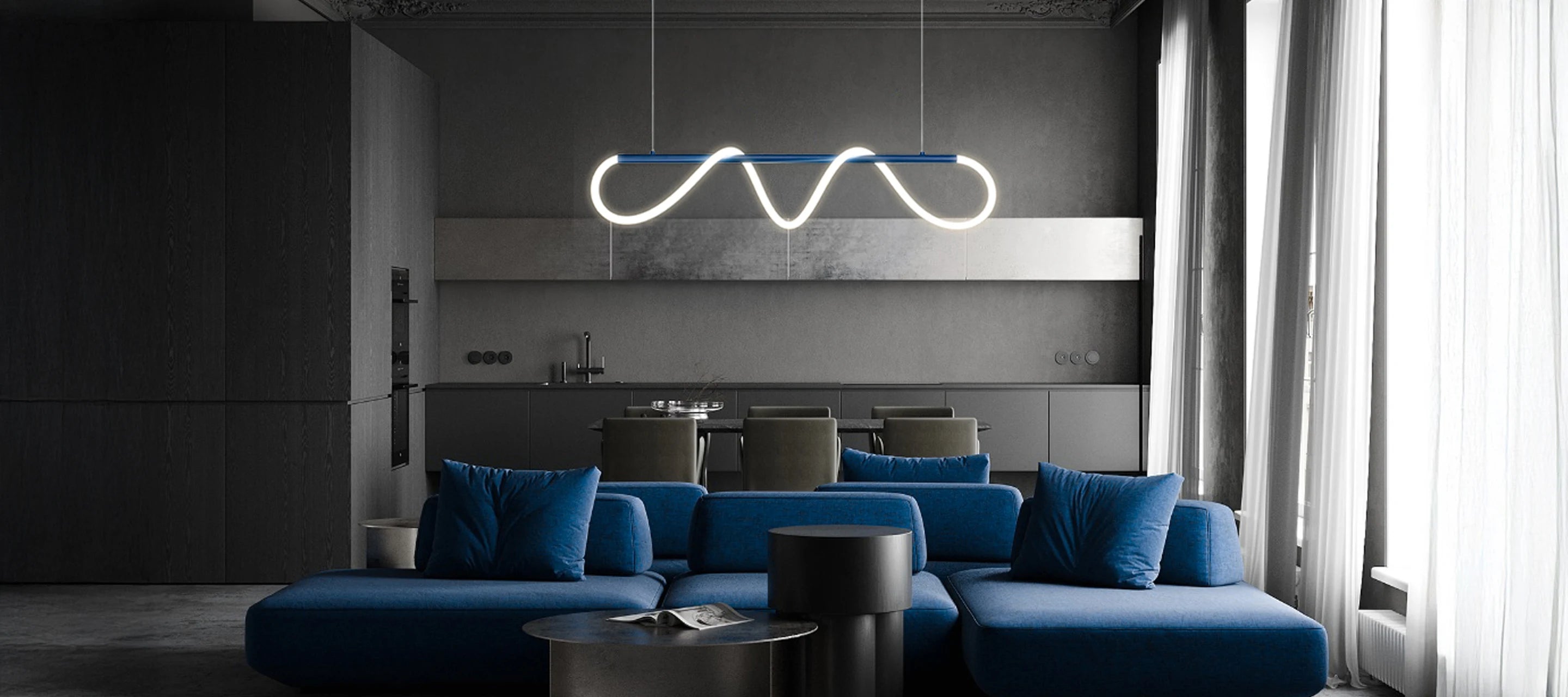 Pendant Lighting featuring Flexible LED Rope "Neon Fleksi MonoMake"