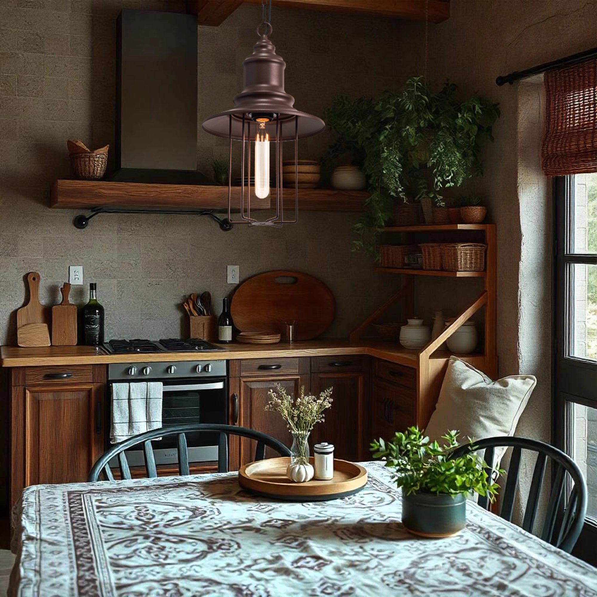 Pendant Light on Chain "Pottery Cage"