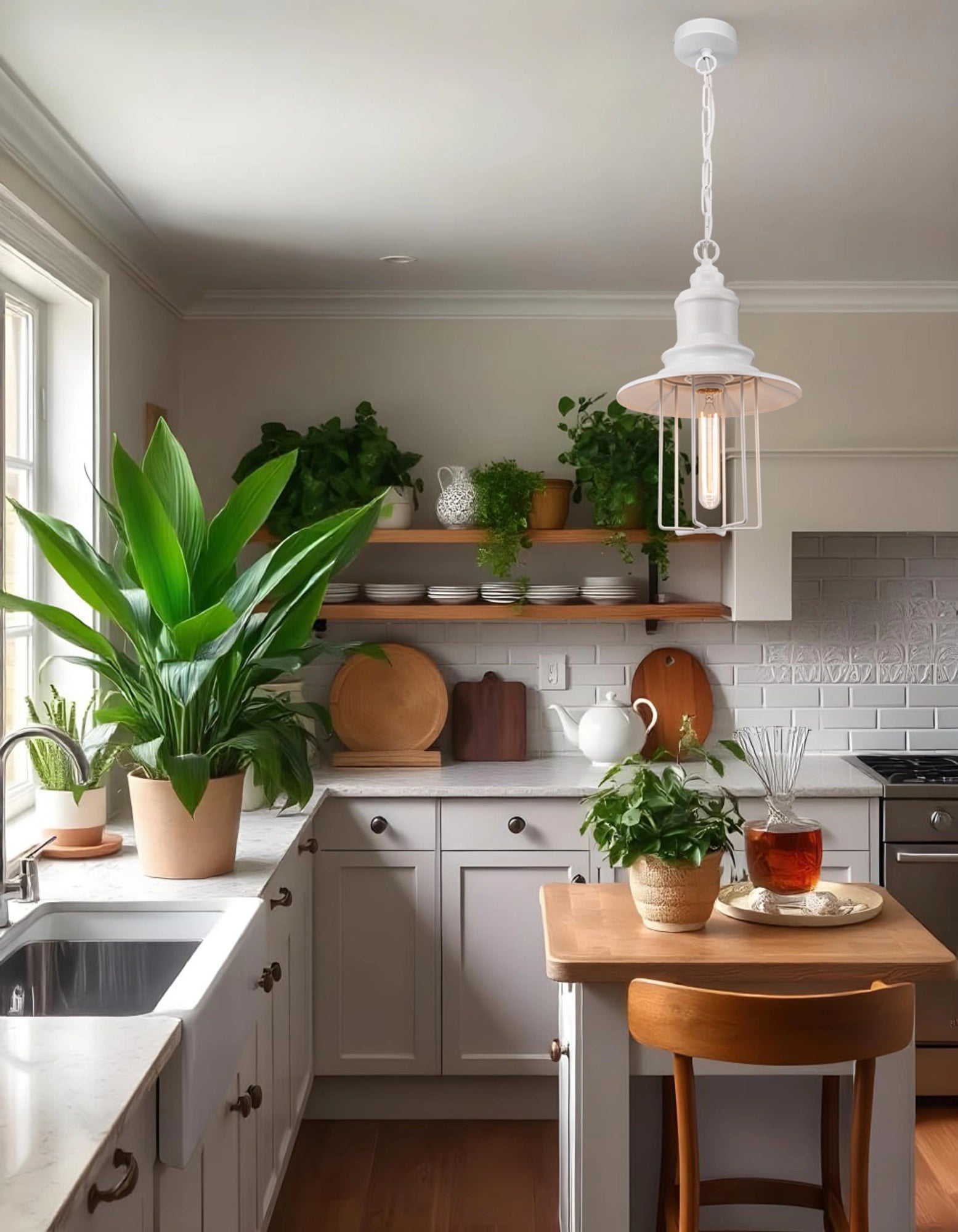 Pendant Light on Chain "Pottery Cage"